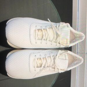 SAX leather lace up sneakers white metallic silver black